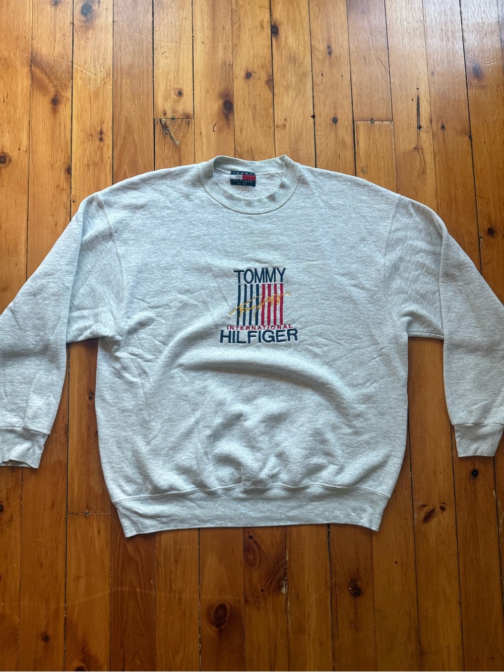 Vintage 90s Tommy Hilfiger Sweatshirt Mens Size XLarge Gray Fleece USA Crew Flag